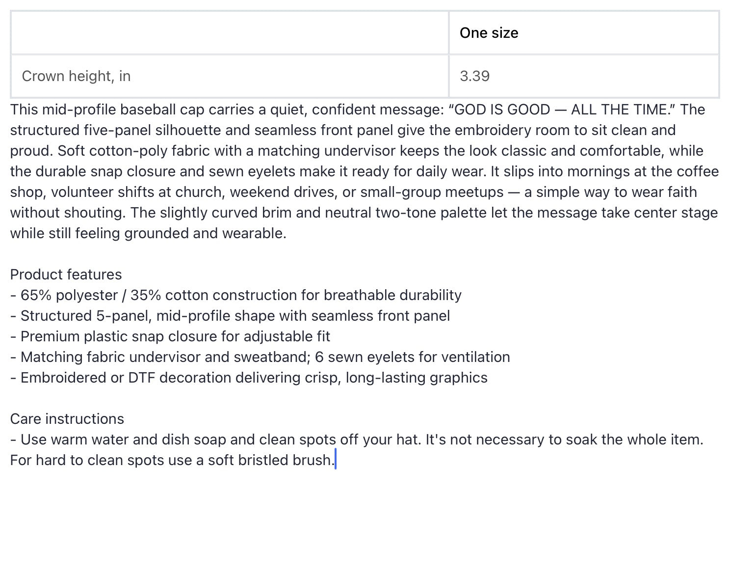 “Good God”Cap