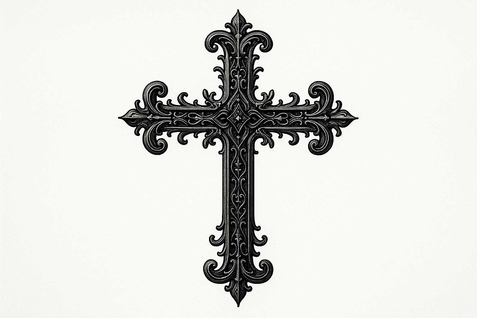 A black cross fancy design