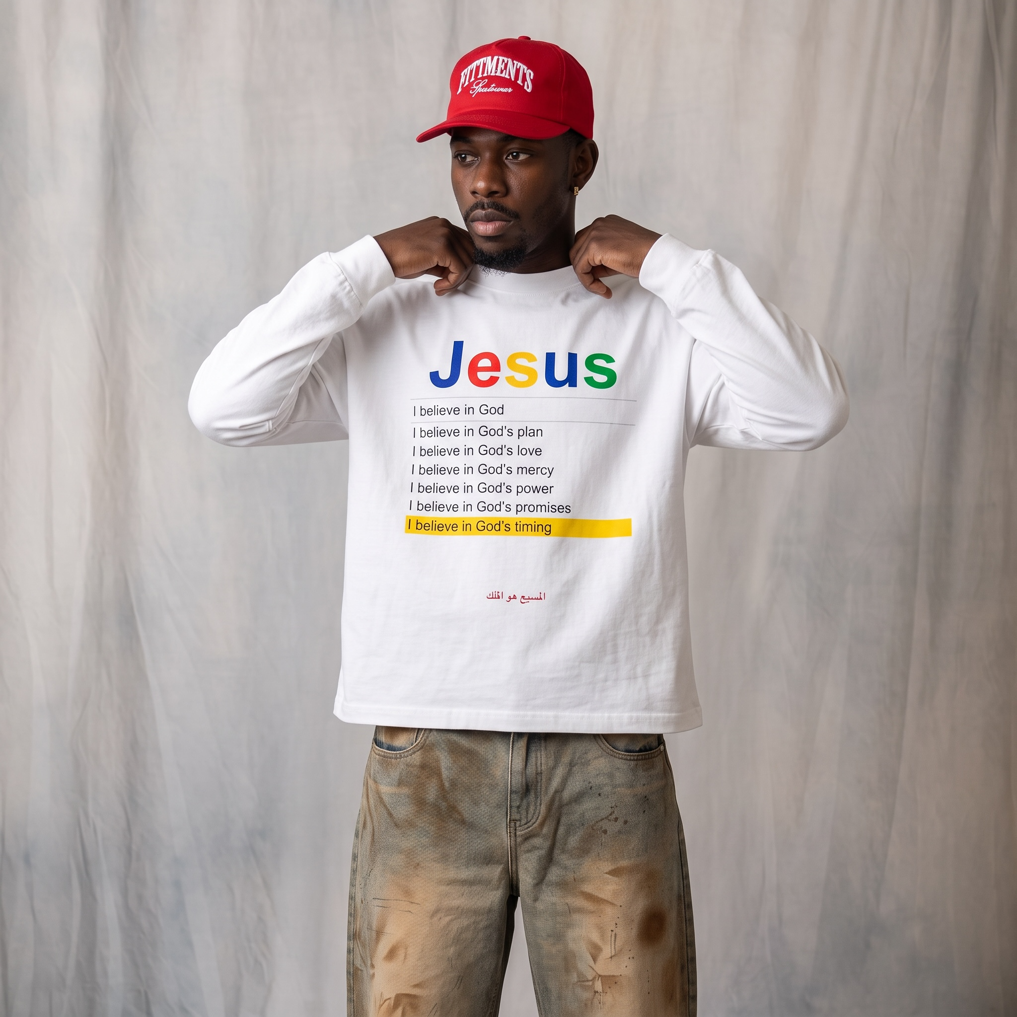 “Trust God” Barrel Jeans