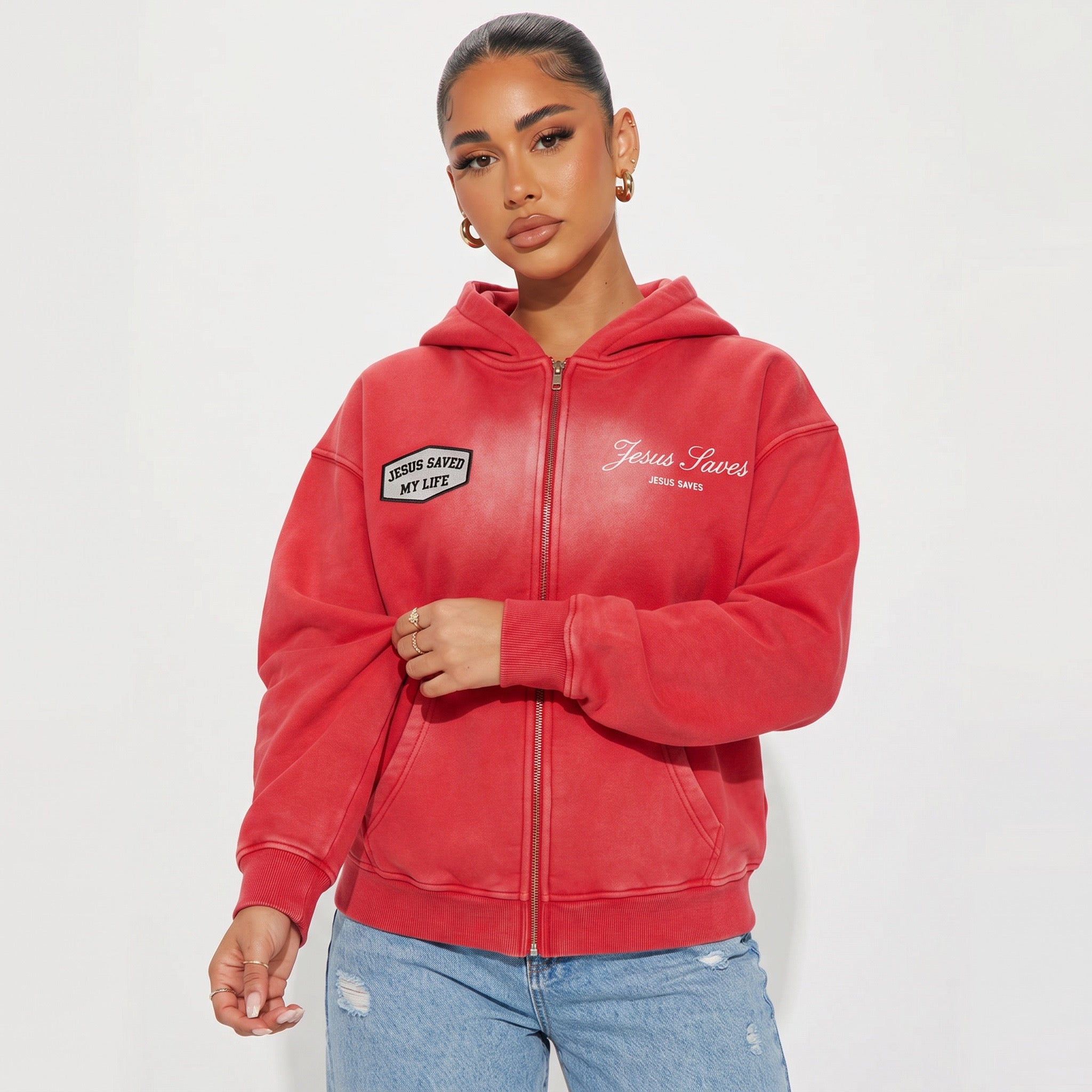 “Jesus saves”Boxy Hoodie