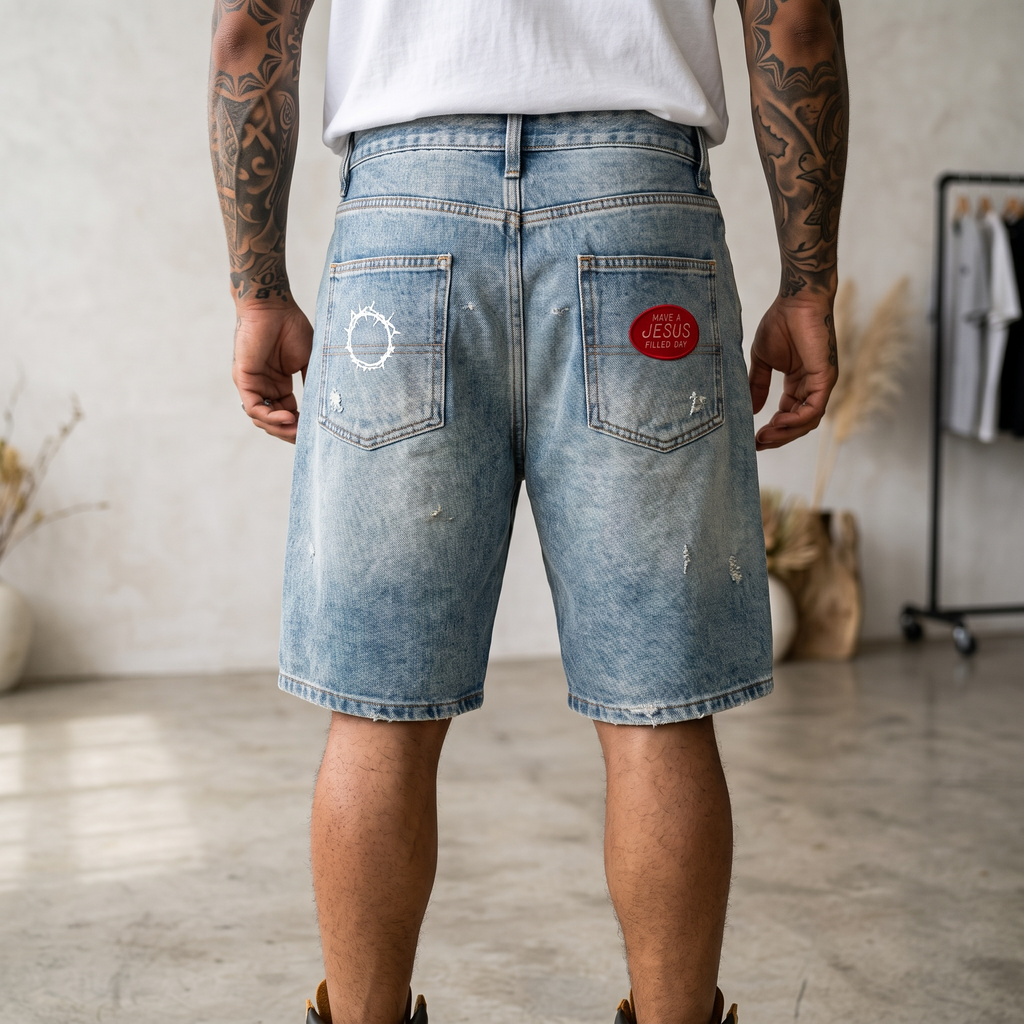 "Cross" Denim Shorts