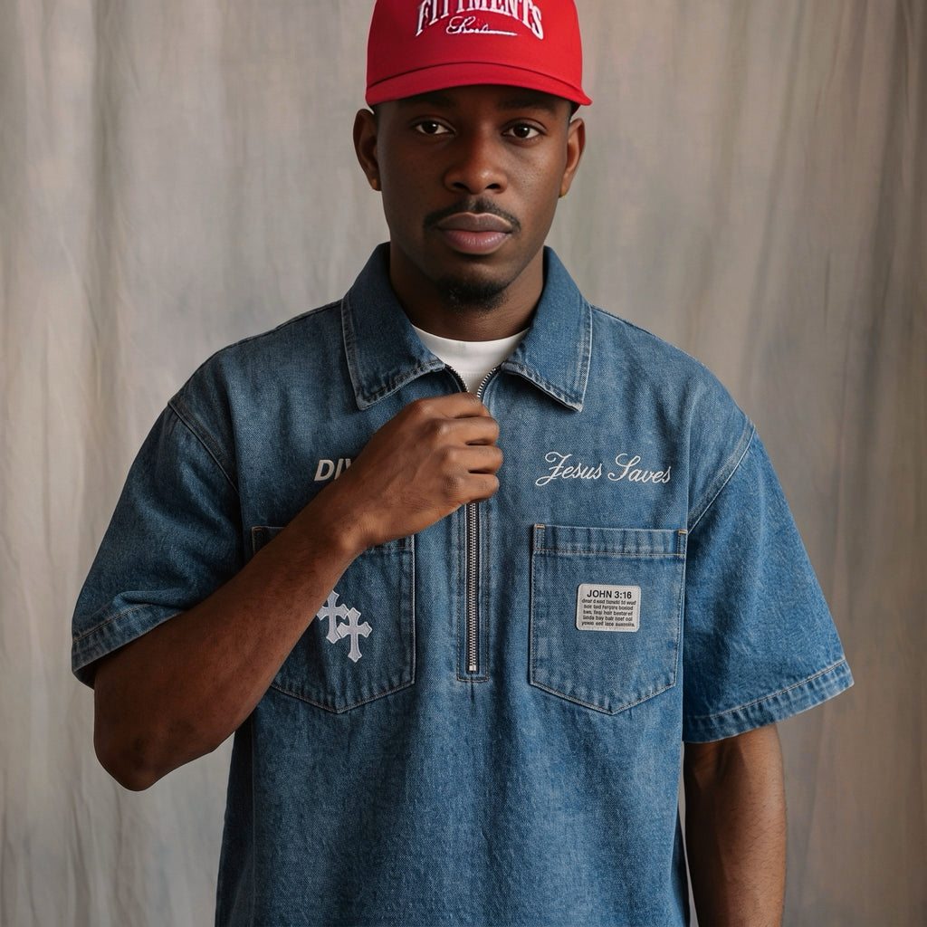 “Warrior” blue Boxy Denim