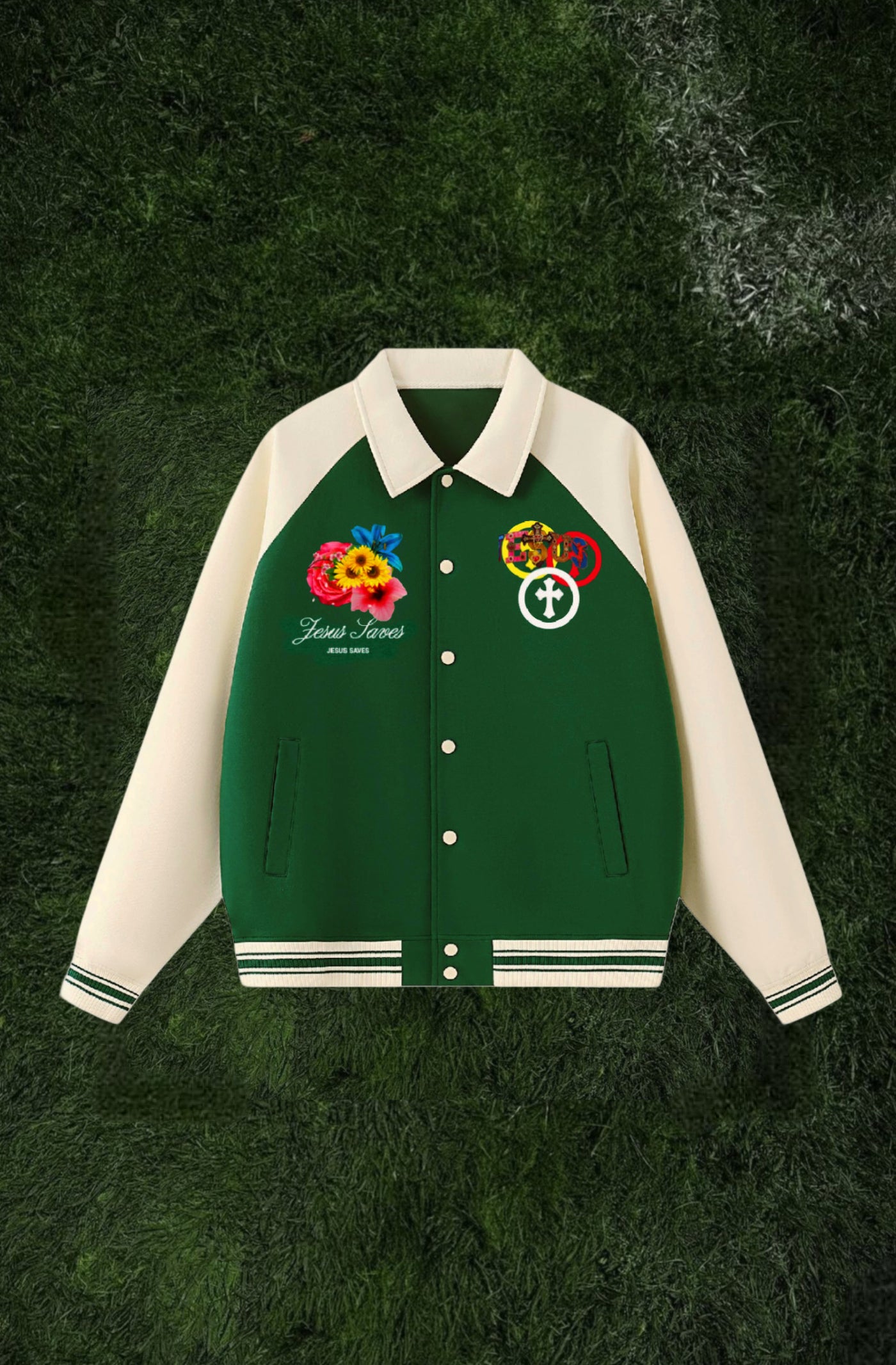 Contrast Raglan Sleeve Baseball Jacket