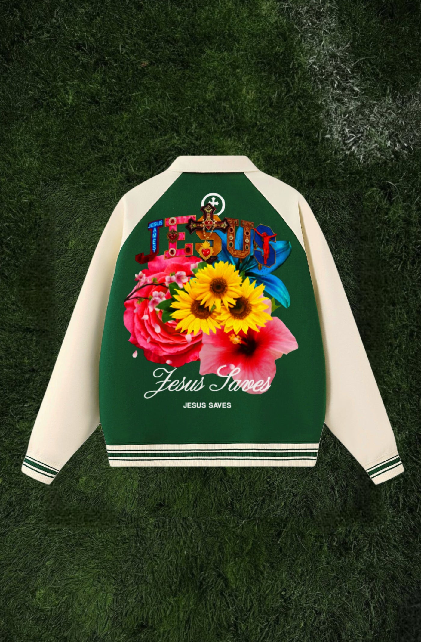 Contrast Raglan Sleeve Baseball Jacket