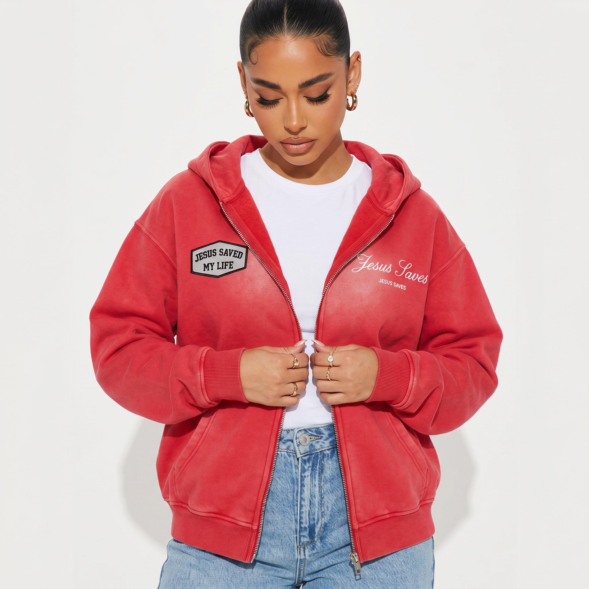 “Jesus saves”Boxy Hoodie