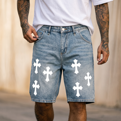 "Cross" Denim Shorts
