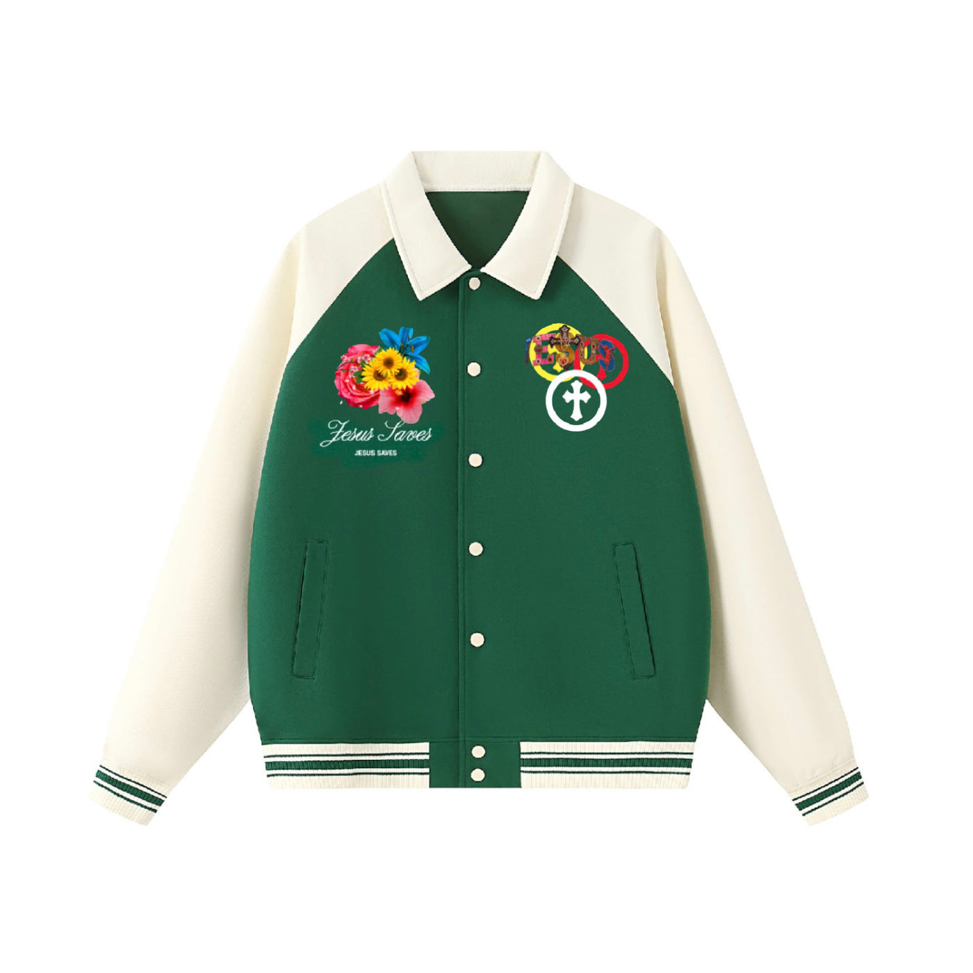 Contrast Raglan Sleeve Baseball Jacket