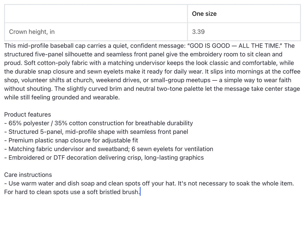 “Good God”Cap